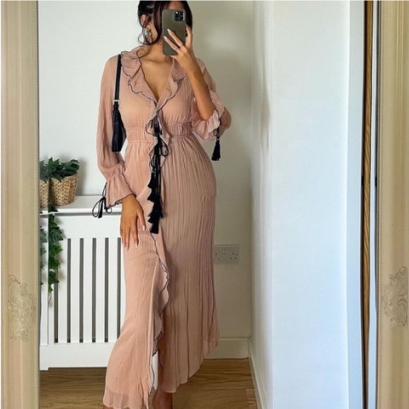 BLOGGER'S FAVE! Zara Ruffled Dress With Bows Sz S, M NWT - Picture 4 of 16